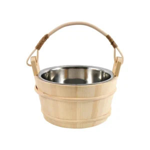 Spruce Stainless Steel Bucket + Stainlesl Steel Ladle Set for Sauna Banya
