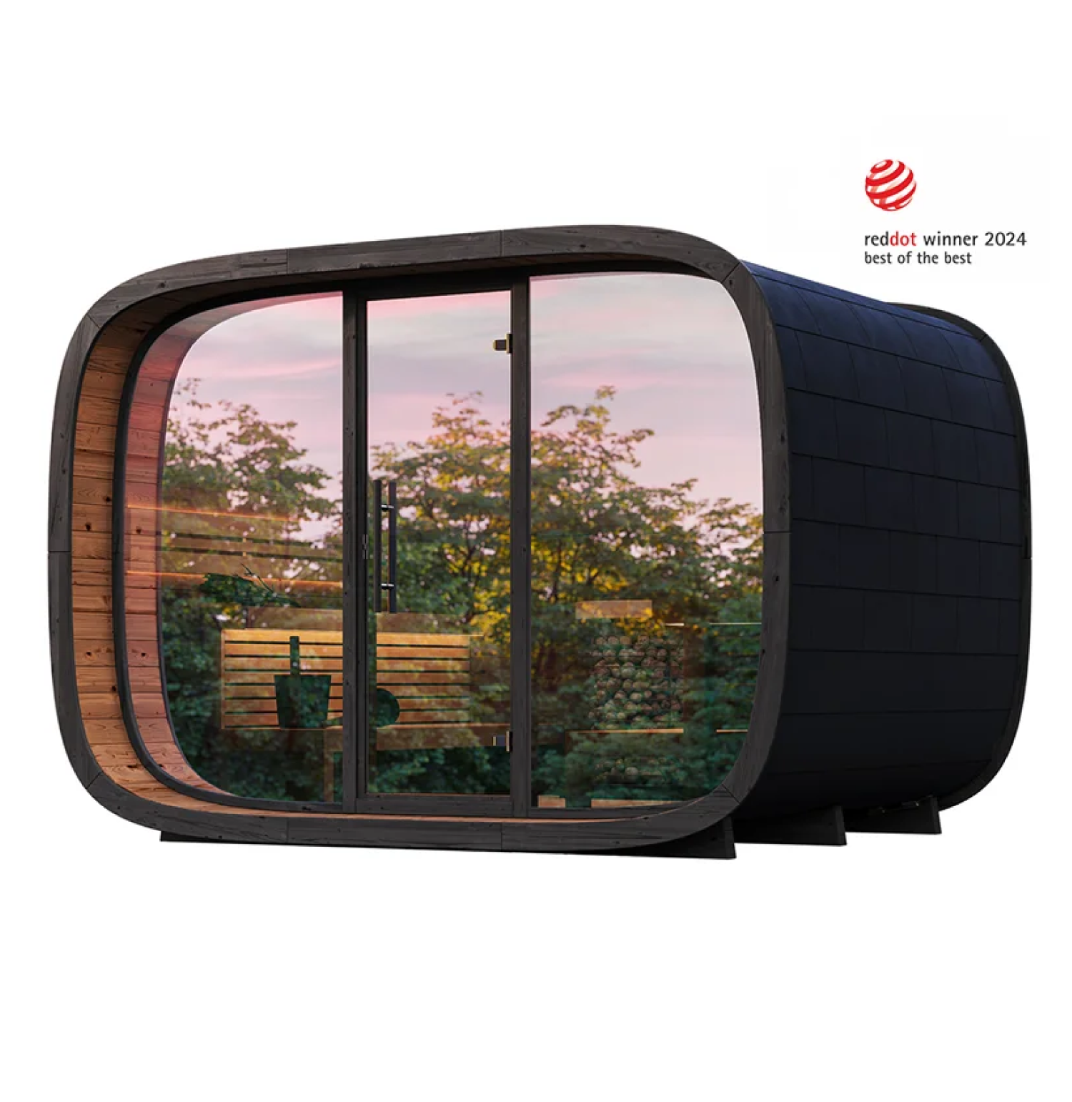 Leil® SERENITY ROUND CUBE SINGLE (3 - 10 Person) MADE IN EUROPE Outdoor Sauna Termowood