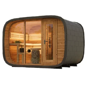 Leil® SERENITY ROUND CUBE DOUBLE (3 - 7 Person) MADE IN EUROPE Outdoor Sauna Termowood