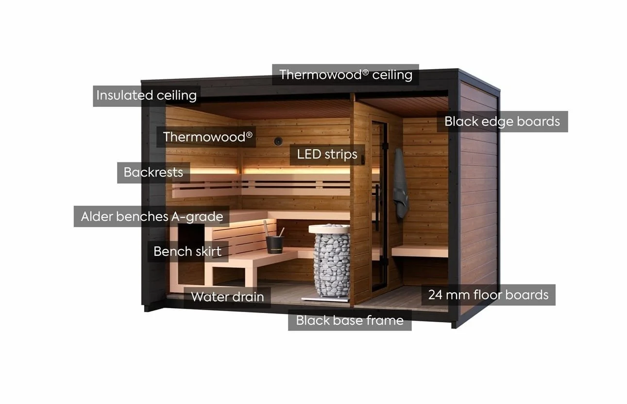 Leil® PATIO M (4 - 8 Person) MADE IN EUROPE Outdoor Sauna Termowood - Image 5