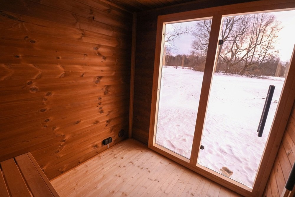 Sauna changing room interior