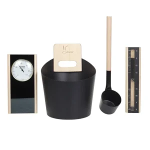 Bucket Ladle Thermometer Sand Clock Set for Sauna Banya