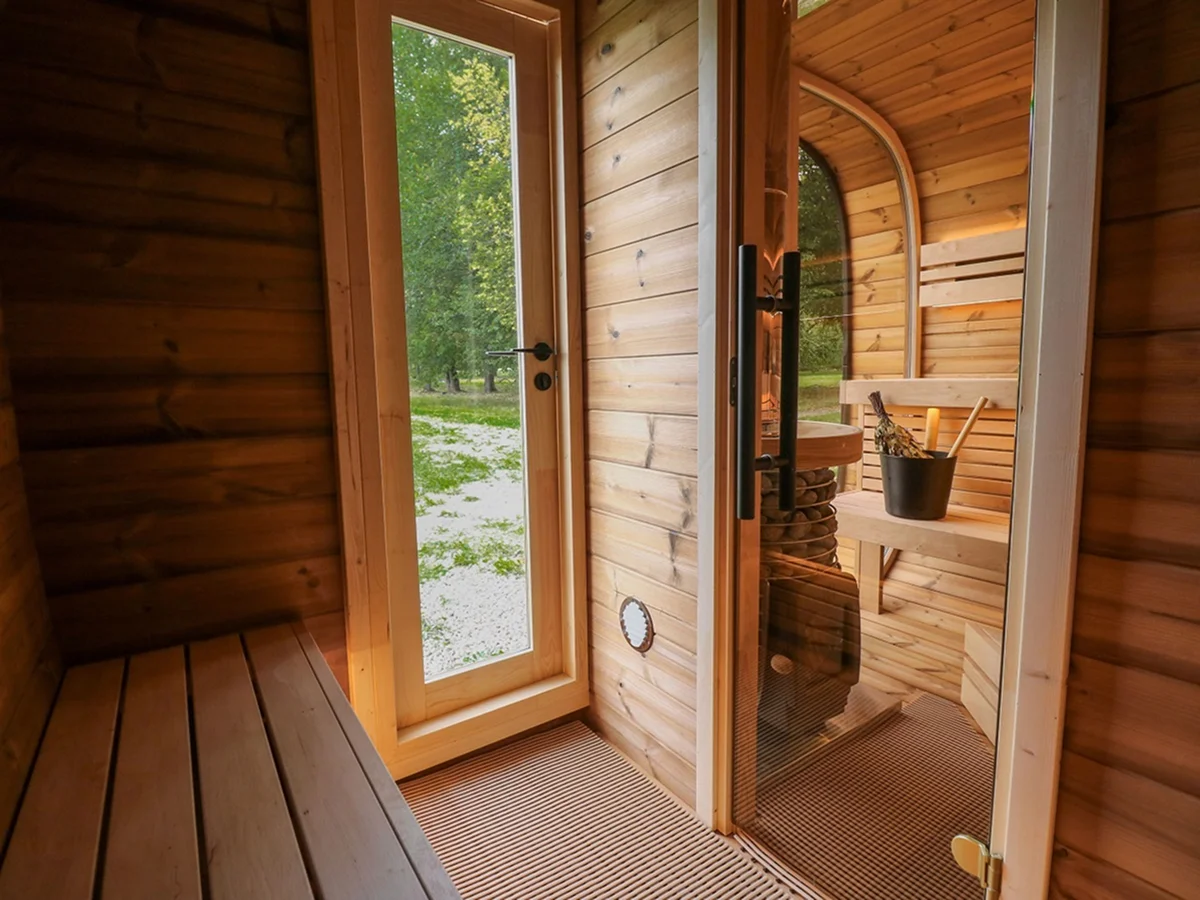 Leil® SERENITY ROUND CUBE DOUBLE (3 - 7 Person) MADE IN EUROPE Outdoor Sauna Termowood - Image 18