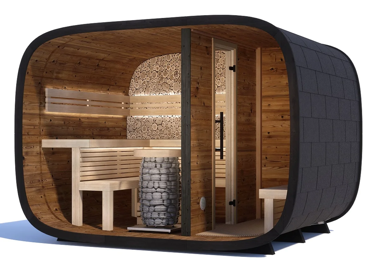 Leil® SERENITY ROUND CUBE DOUBLE (3 - 7 Person) MADE IN EUROPE Outdoor Sauna Termowood - Image 11