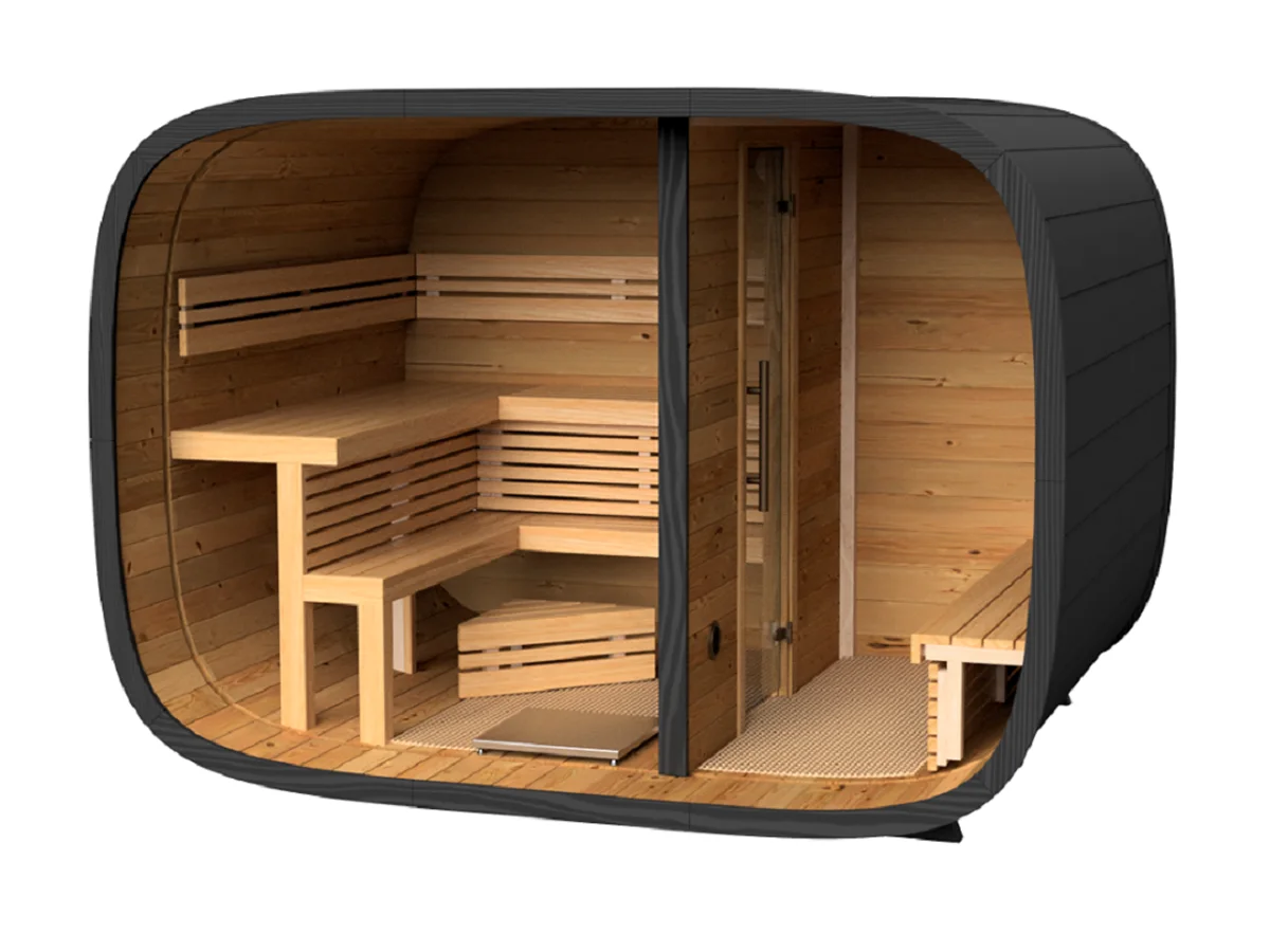 Leil® SERENITY ROUND CUBE DOUBLE (3 - 7 Person) MADE IN EUROPE Outdoor Sauna Termowood - Image 10