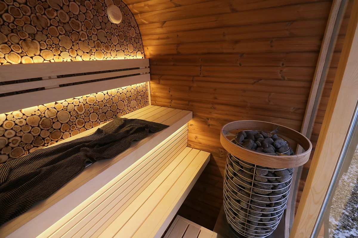 Leil® SERENITY ROUND CUBE MINI (3 - 7 Person) MADE IN EUROPE Outdoor Sauna Termowood - Image 11