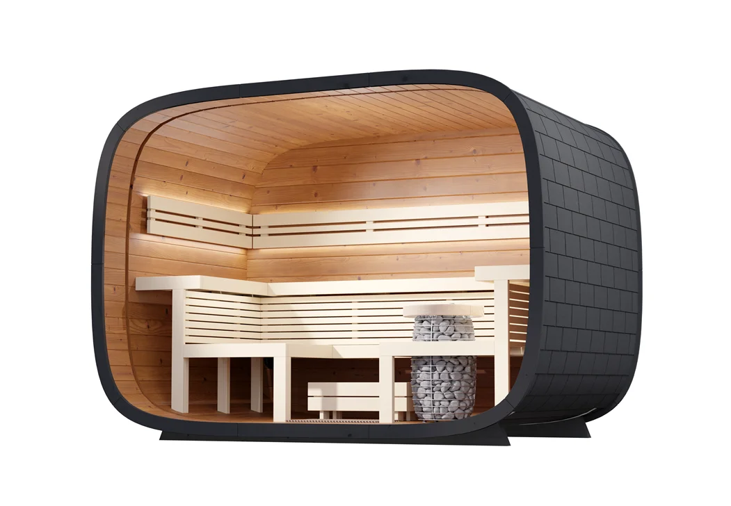 Leil® SERENITY ROUND CUBE RELAX (4 - 10 Person) MADE IN EUROPE Outdoor Sauna Termowood - Image 14