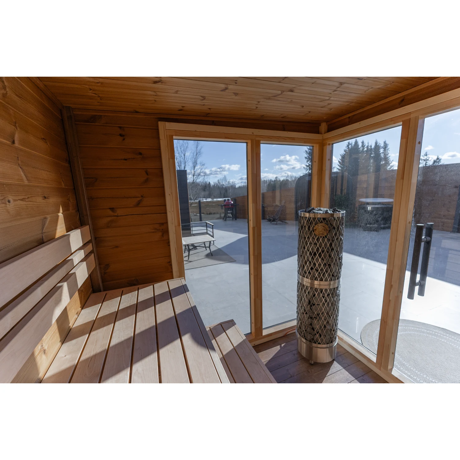 Leil Patio S outdoor sauna - interior heater