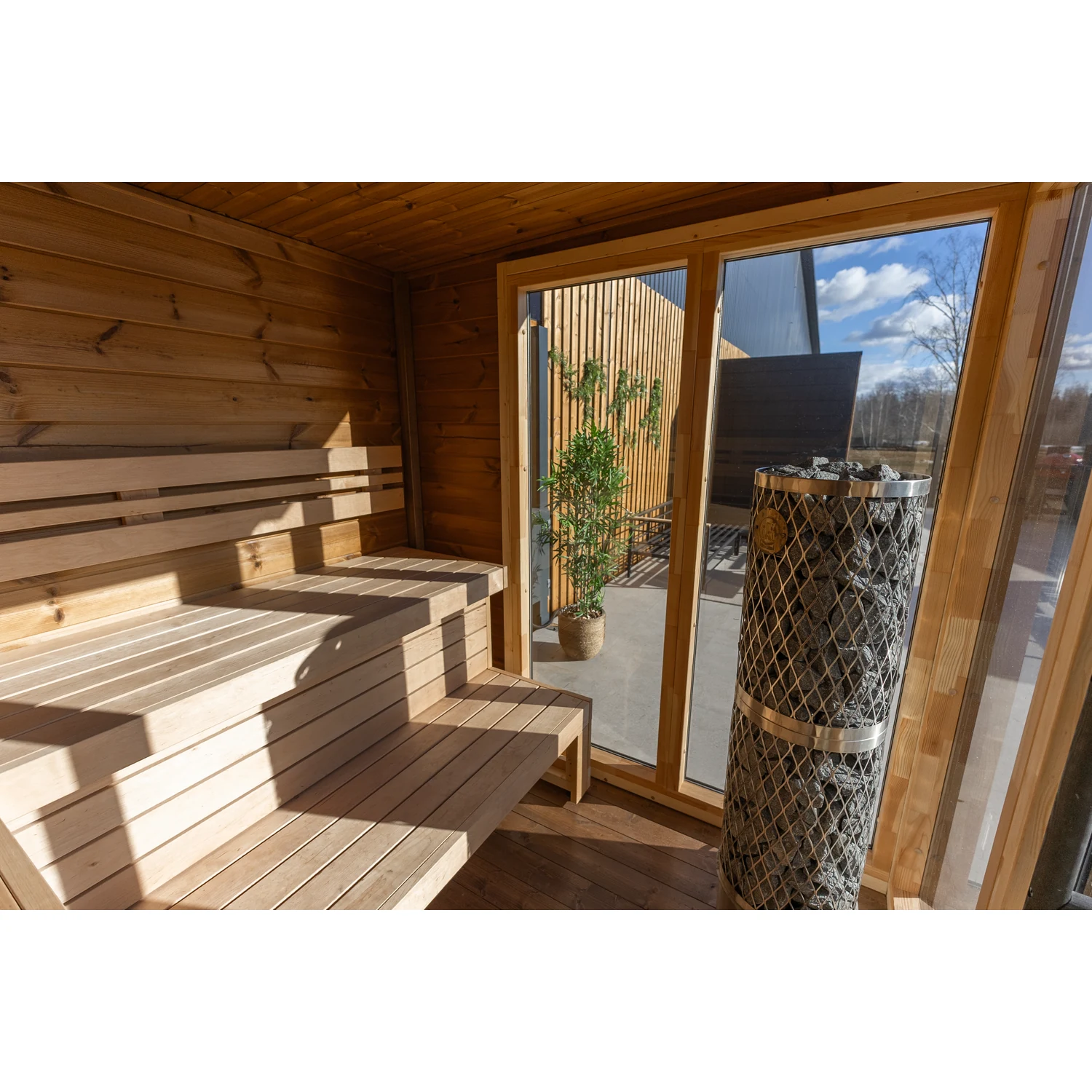 Leil Patio S outdoor sauna - interior benches
