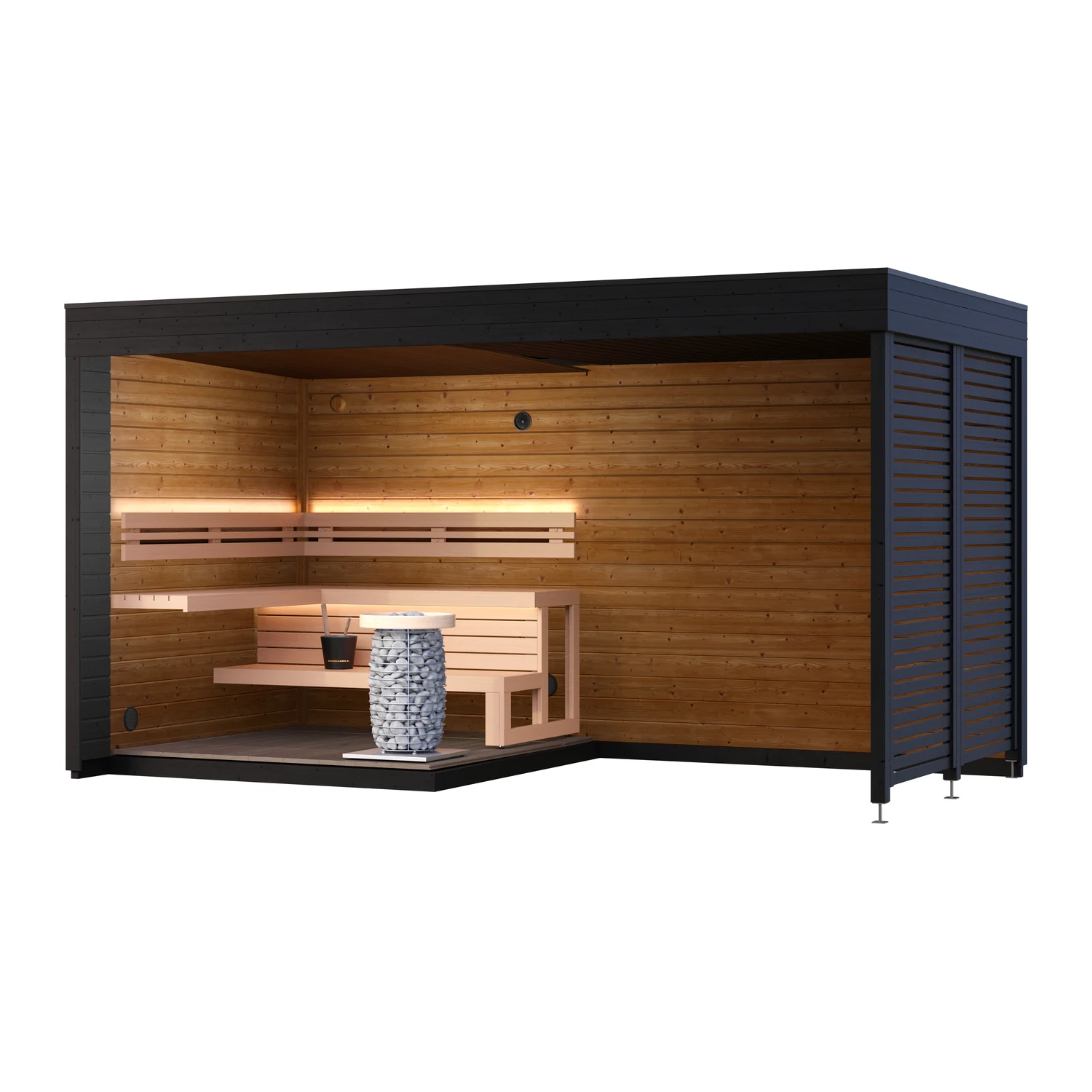 Leil Patio S Plus outdoor sauna - interior cutaway