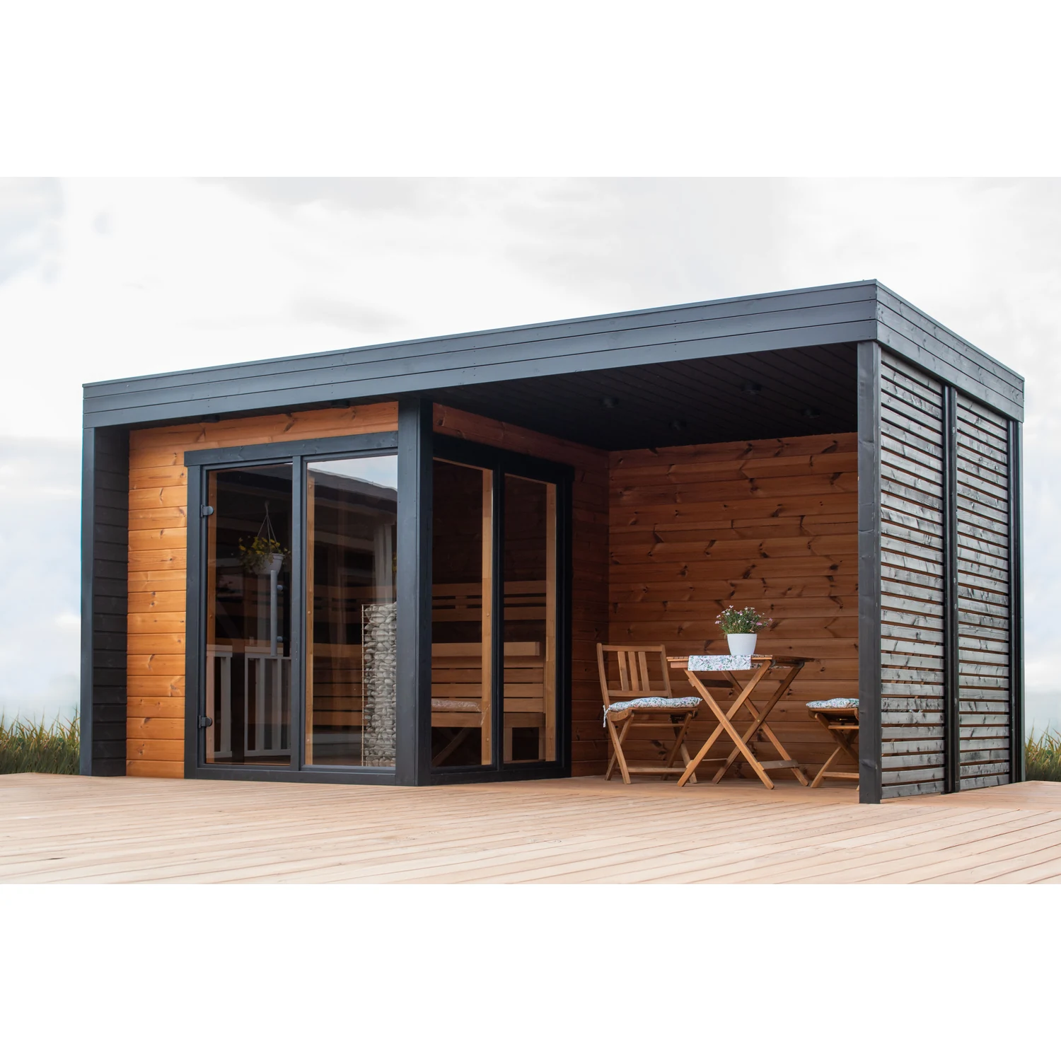 Leil Patio S Plus outdoor sauna - bronze glass